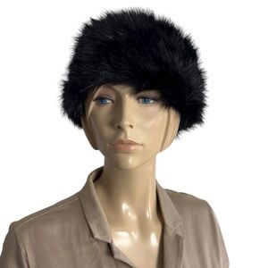 Cedrics Vintage Black Faux Fur Hat Quilted Lining